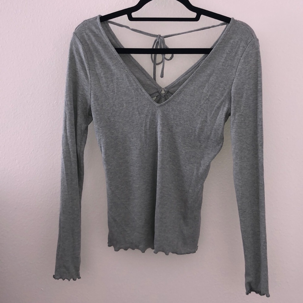 Avec Les Filles V-Neck Halter Cut Out Top